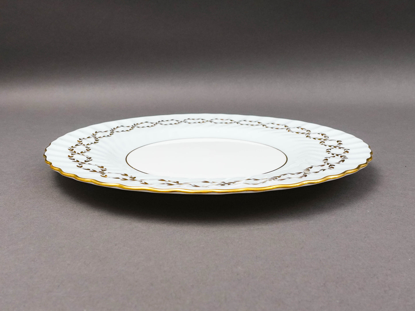 Minton England S600 Gold Leaves Light Blue Swirl 10 5/8" Dinner Plate Set Of 4