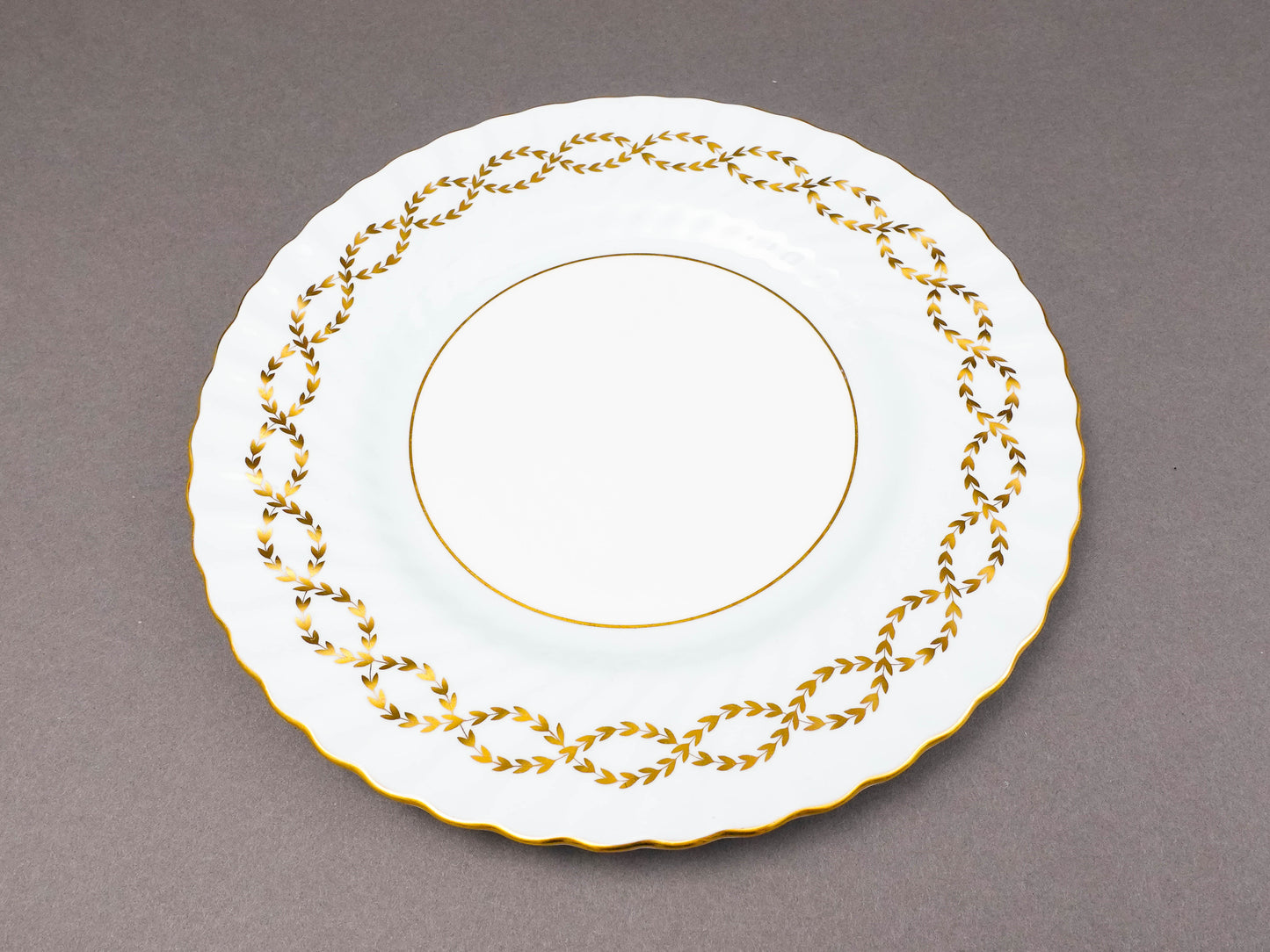 Minton England S600 Gold Leaves Light Blue Swirl 10 5/8" Dinner Plate Set Of 4