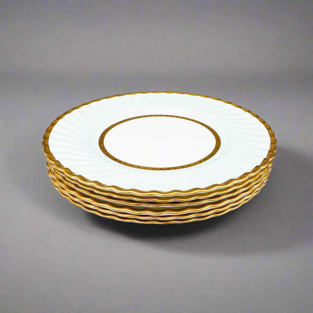 Minton England H5200 Gold Encrusted Light Blue Embassy Dinner Plate Set Of 6