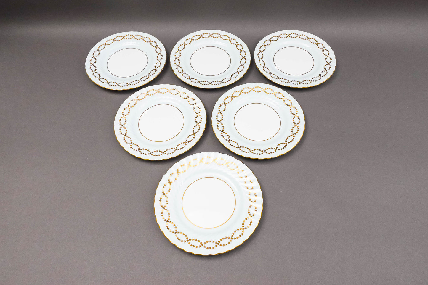Minton England S600 Gold Laurel Leaves Light Blue Salad Dessert Plate Set Of 6