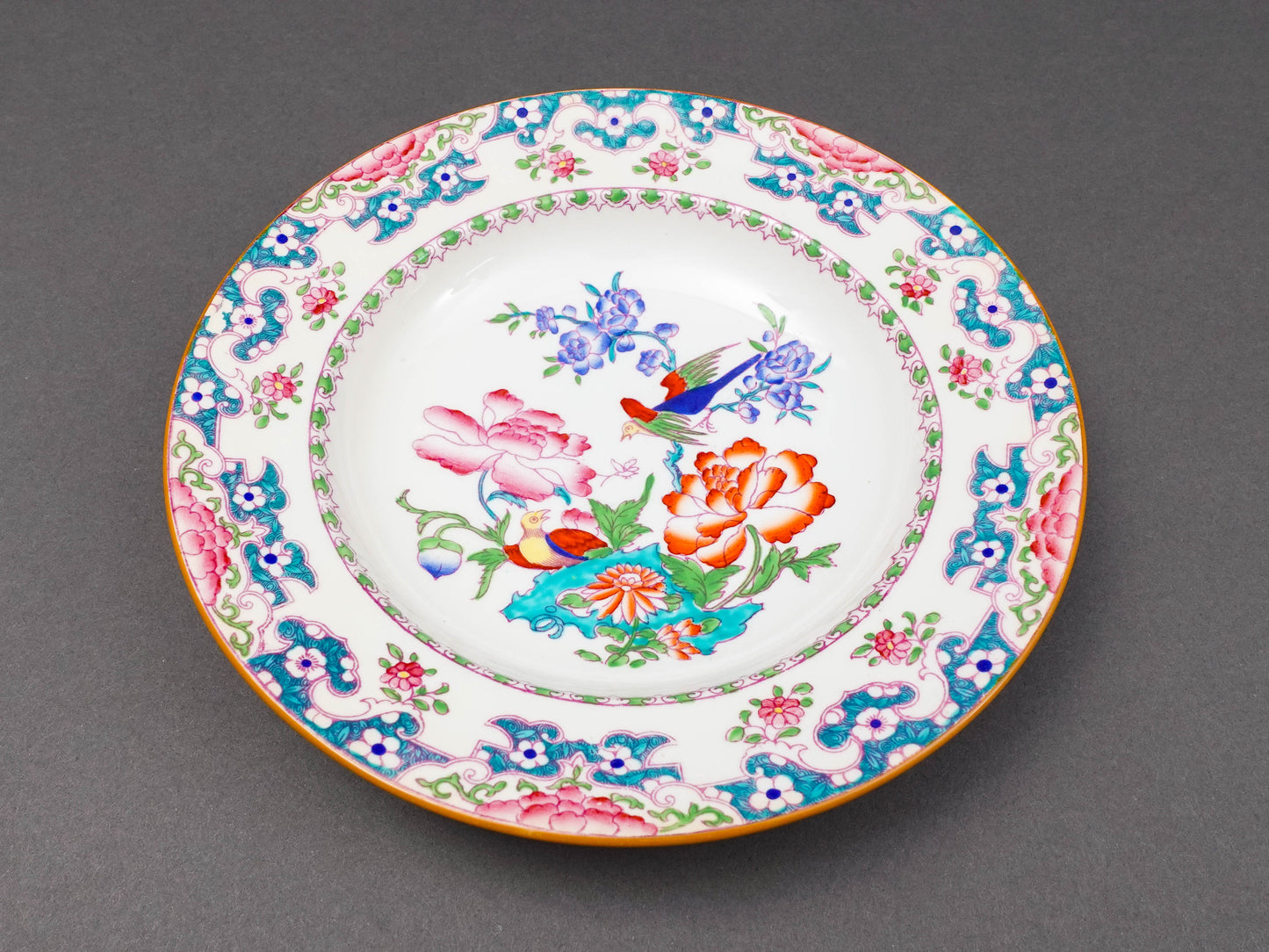 Minton England For Tiffany & Co. B894 Floral Bird Rimmed Soup Bowl Set Of 7