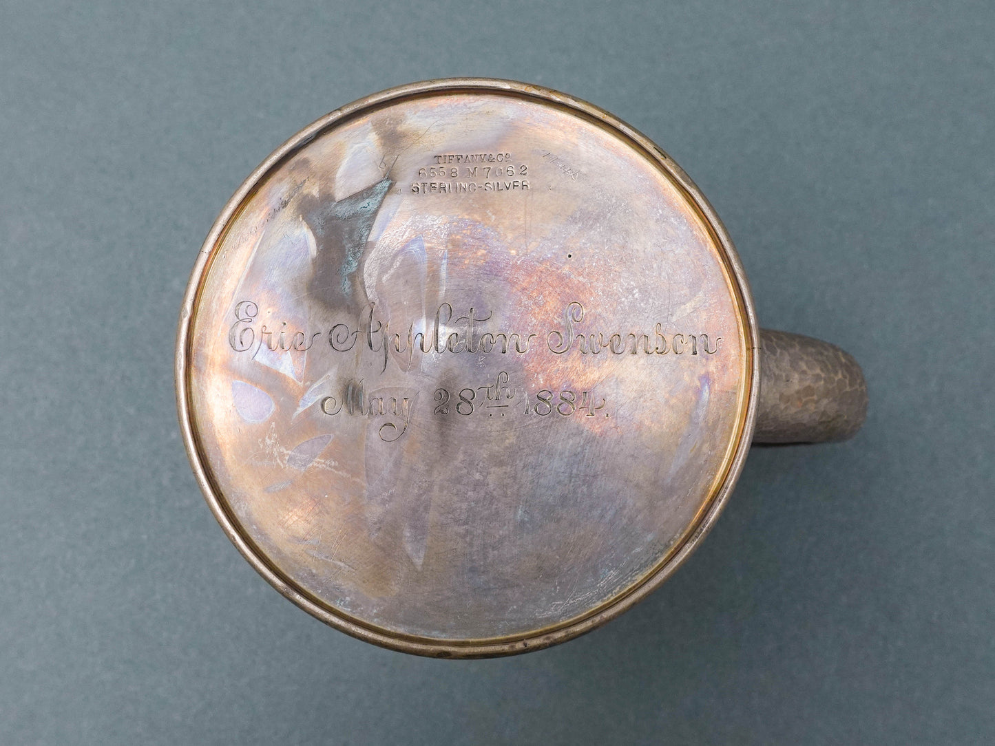 Tiffany & Co Antique Hammered Sterling Silver Child's Baby Mug Cup 1884 (Read)