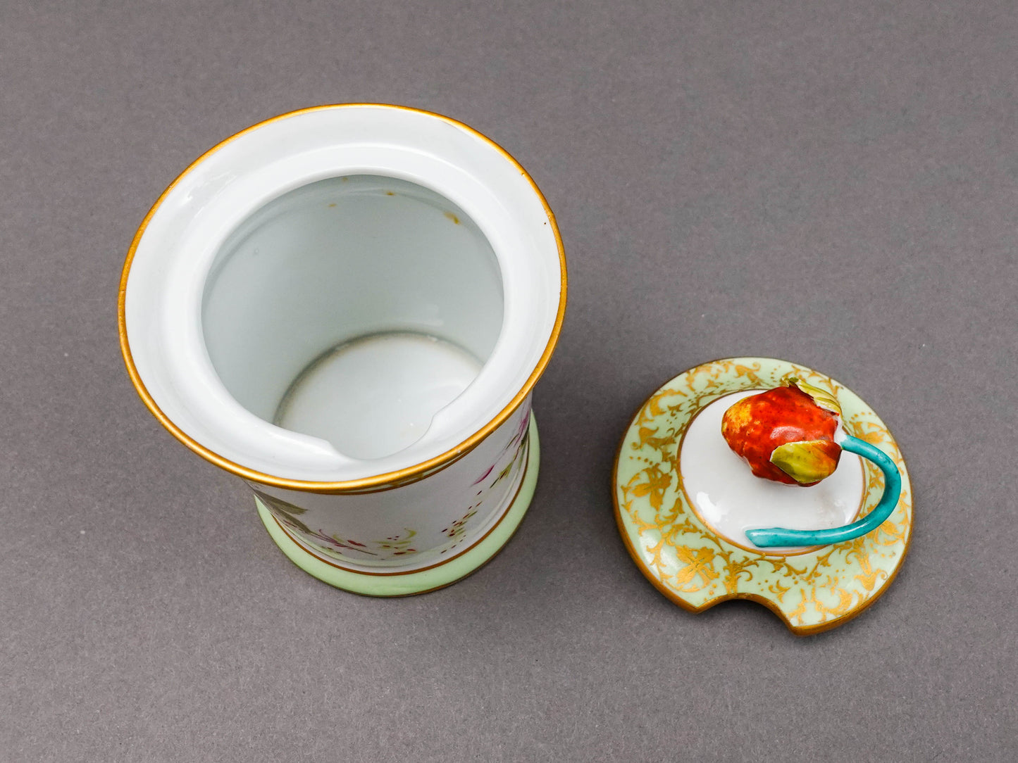 Sevres Modele et Decoration Exclusive A La Main French Porcelain Jam Jar (Read)