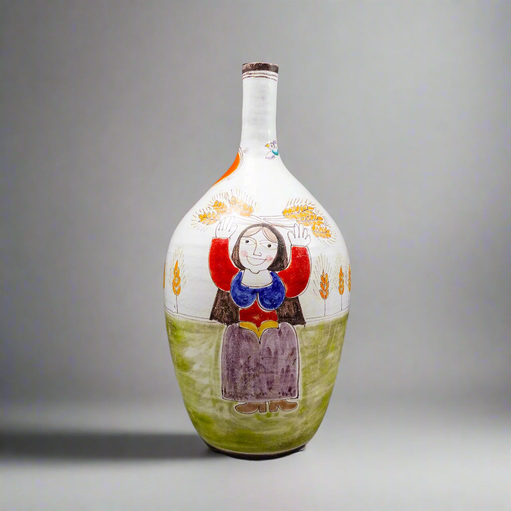 Giovanni Desimone Italy Signed Large Vintage Hand Painted Art Pottery Vase 22.5"
