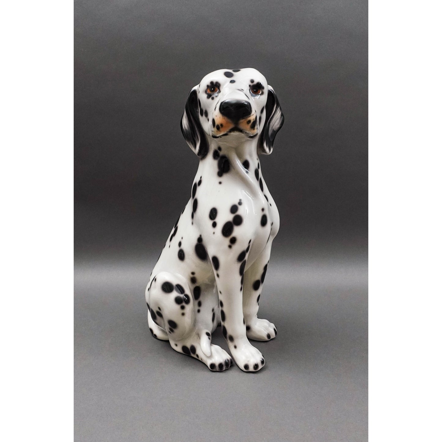 Vintage MCM Italian Glazed Ceramic Pottery Dalmation Dog Sculpture 15 1/2"