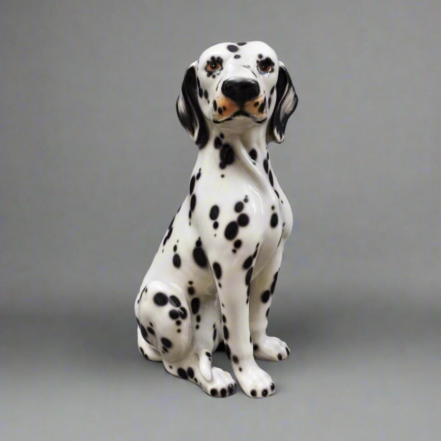 Vintage MCM Italian Glazed Ceramic Pottery Dalmation Dog Sculpture 15 1/2"