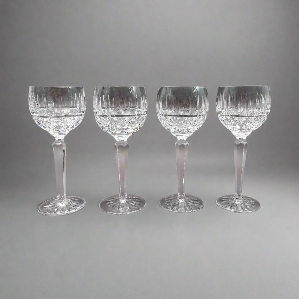 Waterford Crystal Maeve Wine Hock Goblets Glasses 7 1/2" Set Of 4