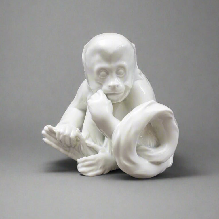 Robert Ullmann Royal Vienna Augarten Wien Austria White Porcelain Sitting Monkey