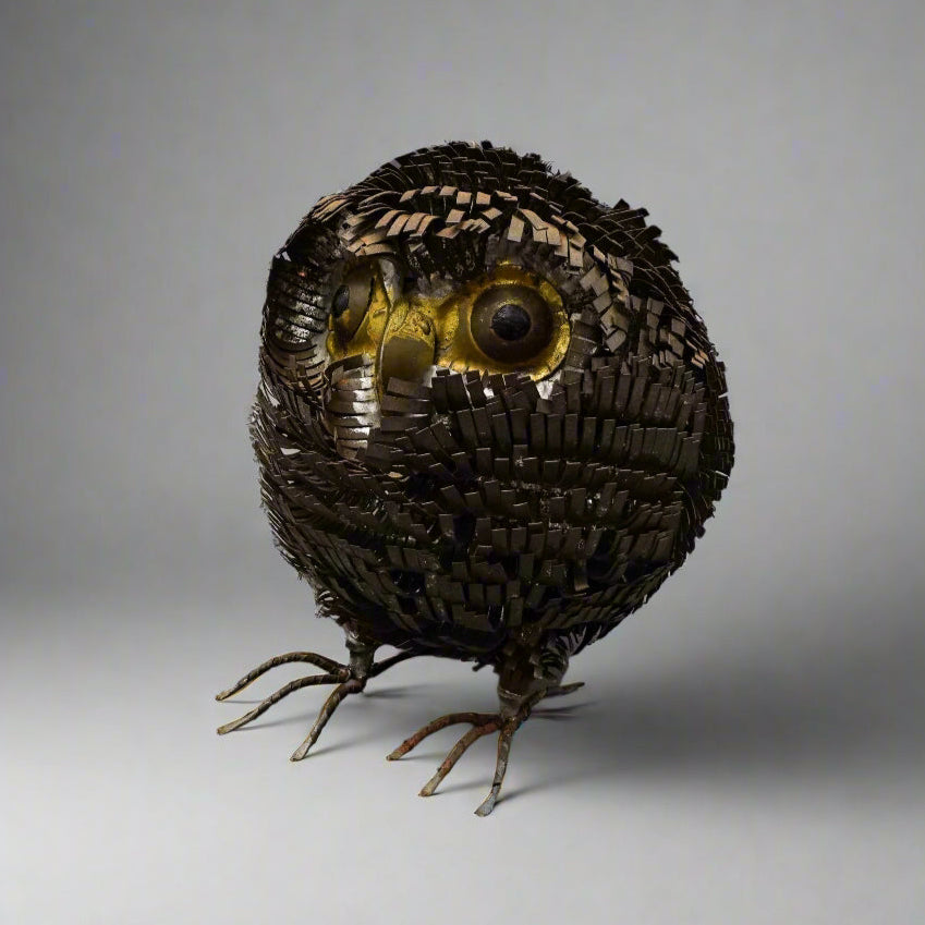 Sergio Bustamente Mexican Brutalist Mid Century Modern Metal Art Owl Sculpture