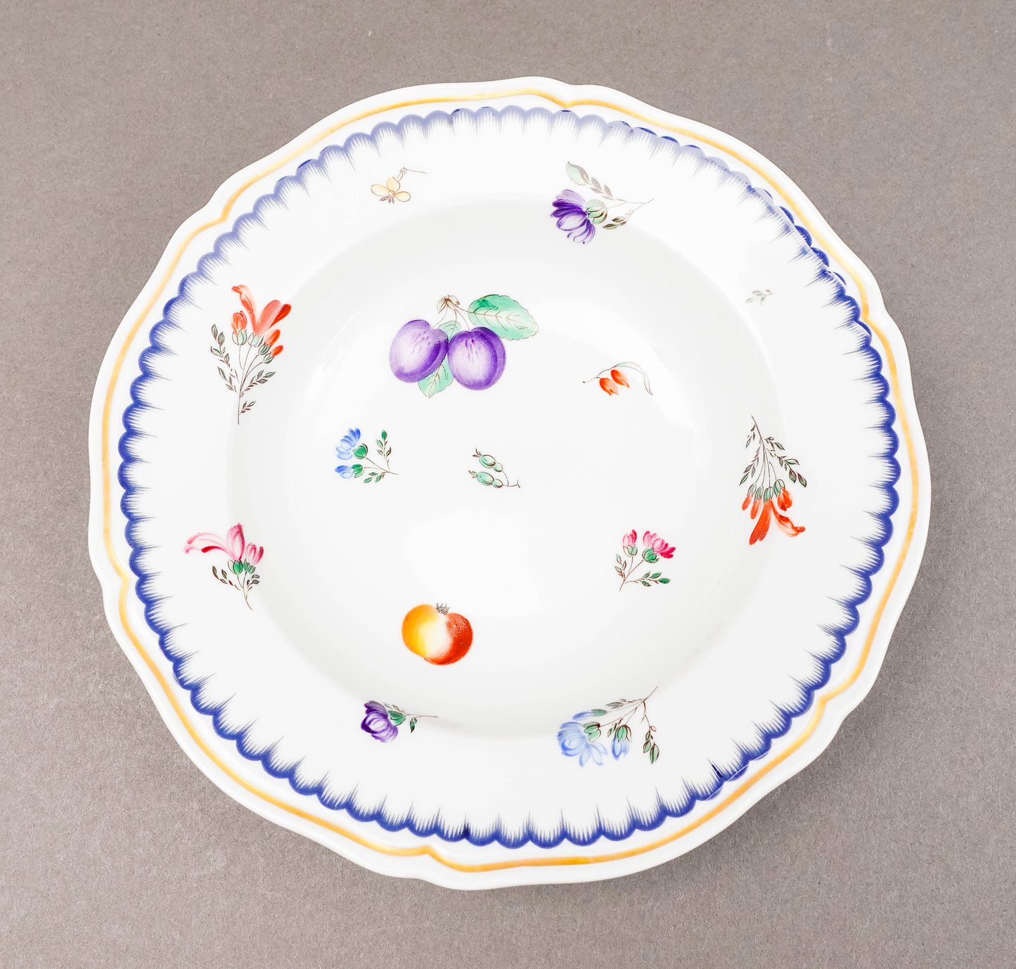 Richard Ginori Italian Fruits Porcelain 7 7/8" Rimmed Soup Bowls Set Of 4
