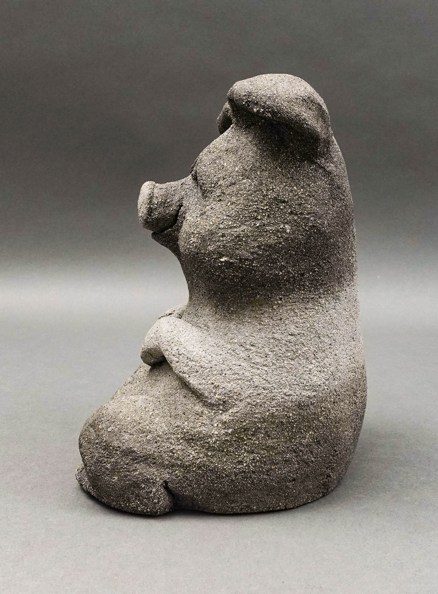 Lou Rankin Signed Original 1998 Whimsical Concrete Pig Sculpture 8 1/2"
