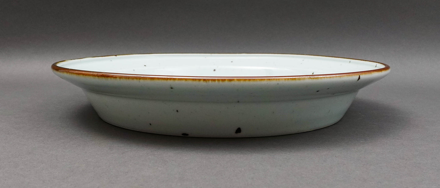 Dansk Denmark Niels Refsgaard Brown Mist 13" Deep Round Bowl Platter Pie Dish