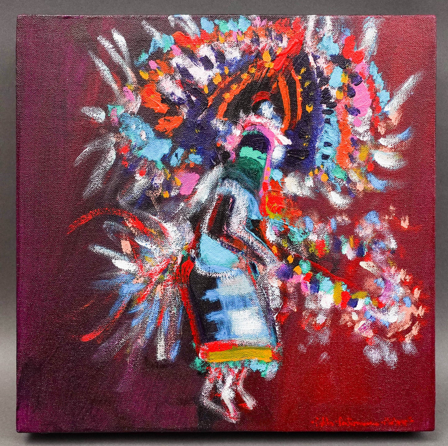 Pablo Antonio Milan (American, 1961-2017) Kachina Dancer Oil On Canvas Painting