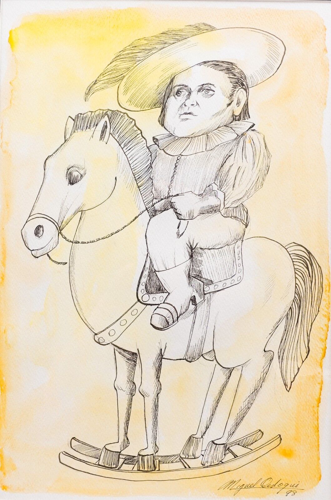 Miguel Ordoqui (Cuban, 1939-2023) Signed Ink And Watercolor On Paper 1998
