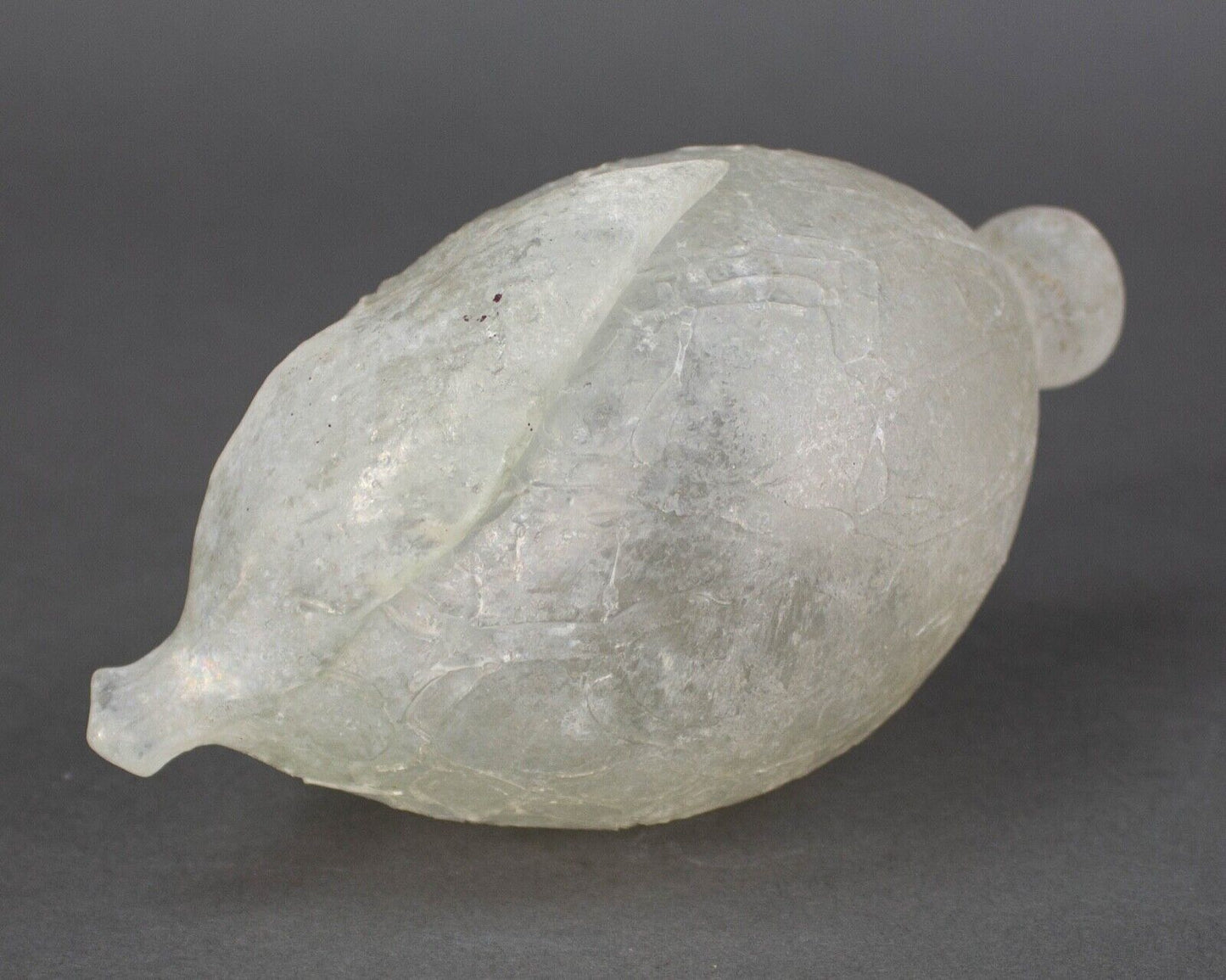 Murano Scavo Crackle Lemon Fruit Frosted Art Glass Sculpture Rare Vintage