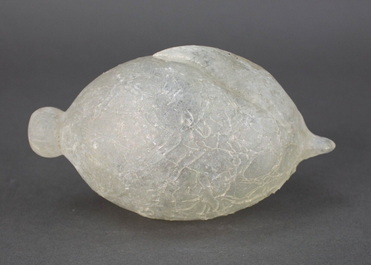 Murano Scavo Crackle Lemon Fruit Frosted Art Glass Sculpture Rare Vintage
