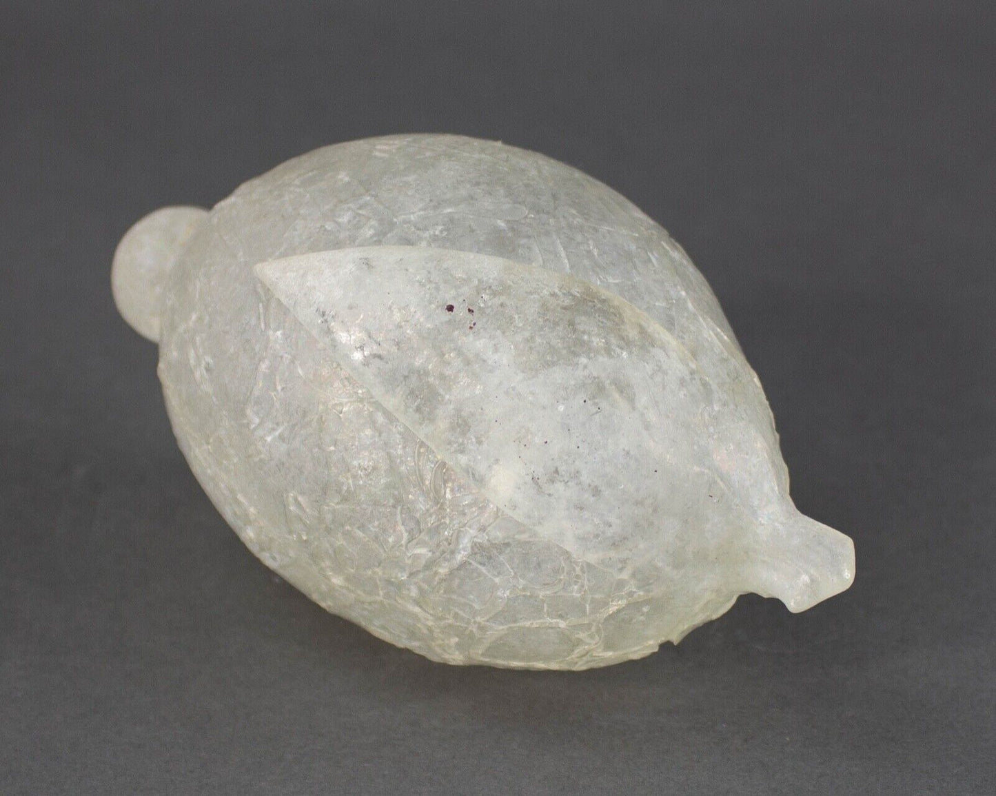 Murano Scavo Crackle Lemon Fruit Frosted Art Glass Sculpture Rare Vintage