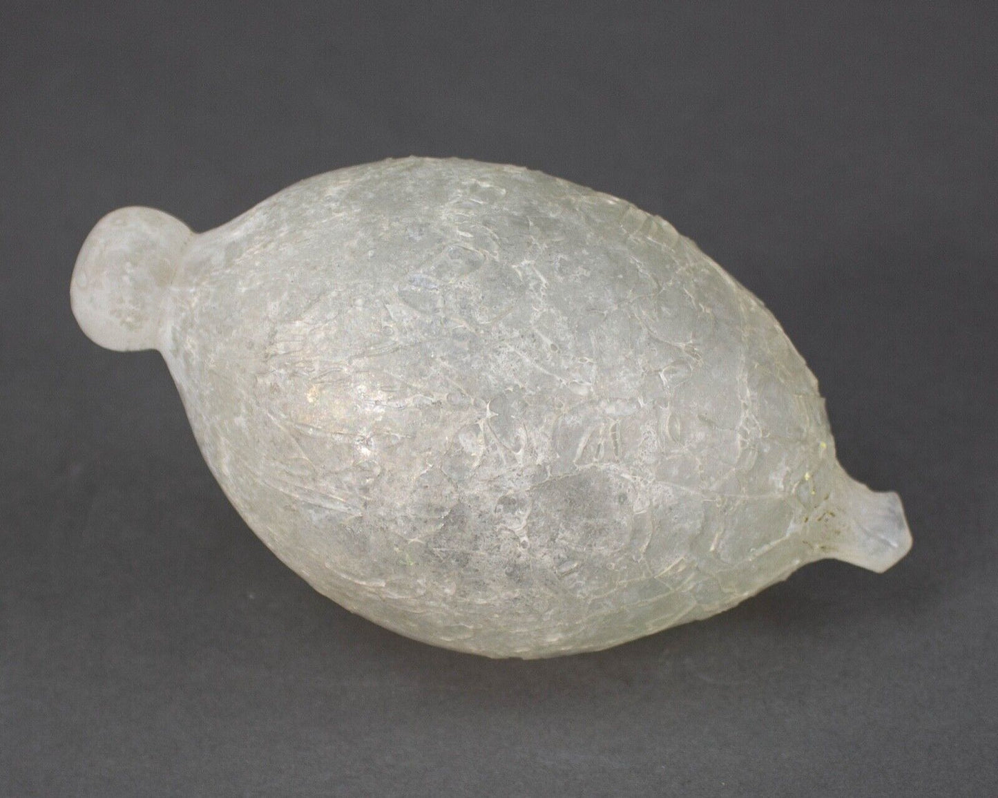 Murano Scavo Crackle Lemon Fruit Frosted Art Glass Sculpture Rare Vintage