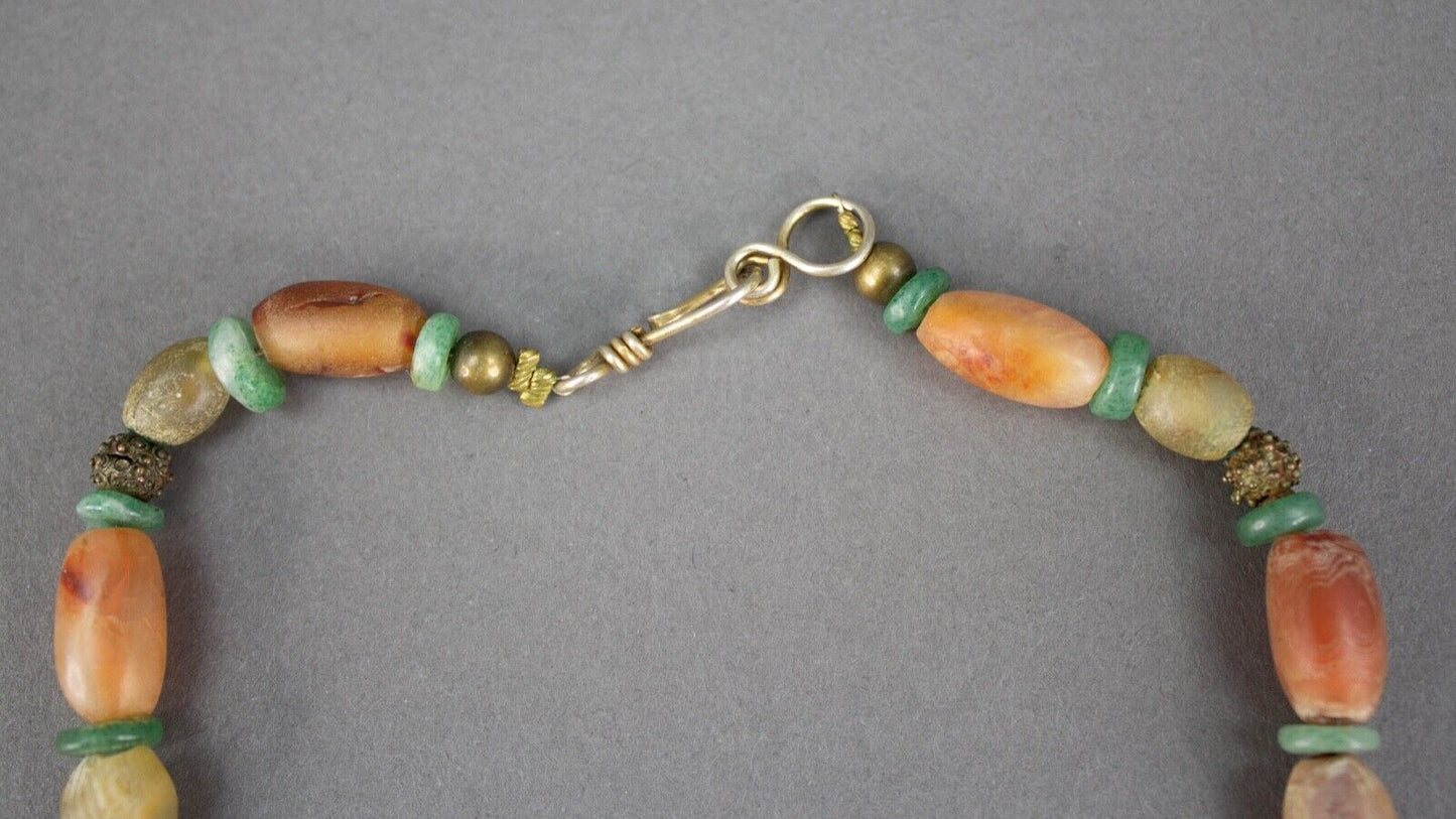 Himalayan Old Beads From Ancient Indo-Tibetan Antique Agate Beads Necklace Mala