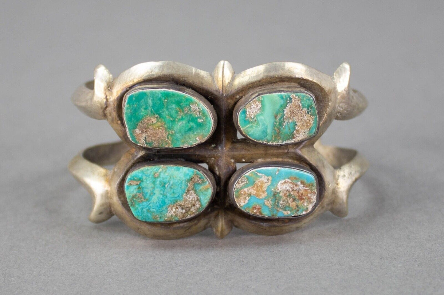 Native American Vintage Handmade Sterling Silver Navajo Turquoise Cuff Bracelet