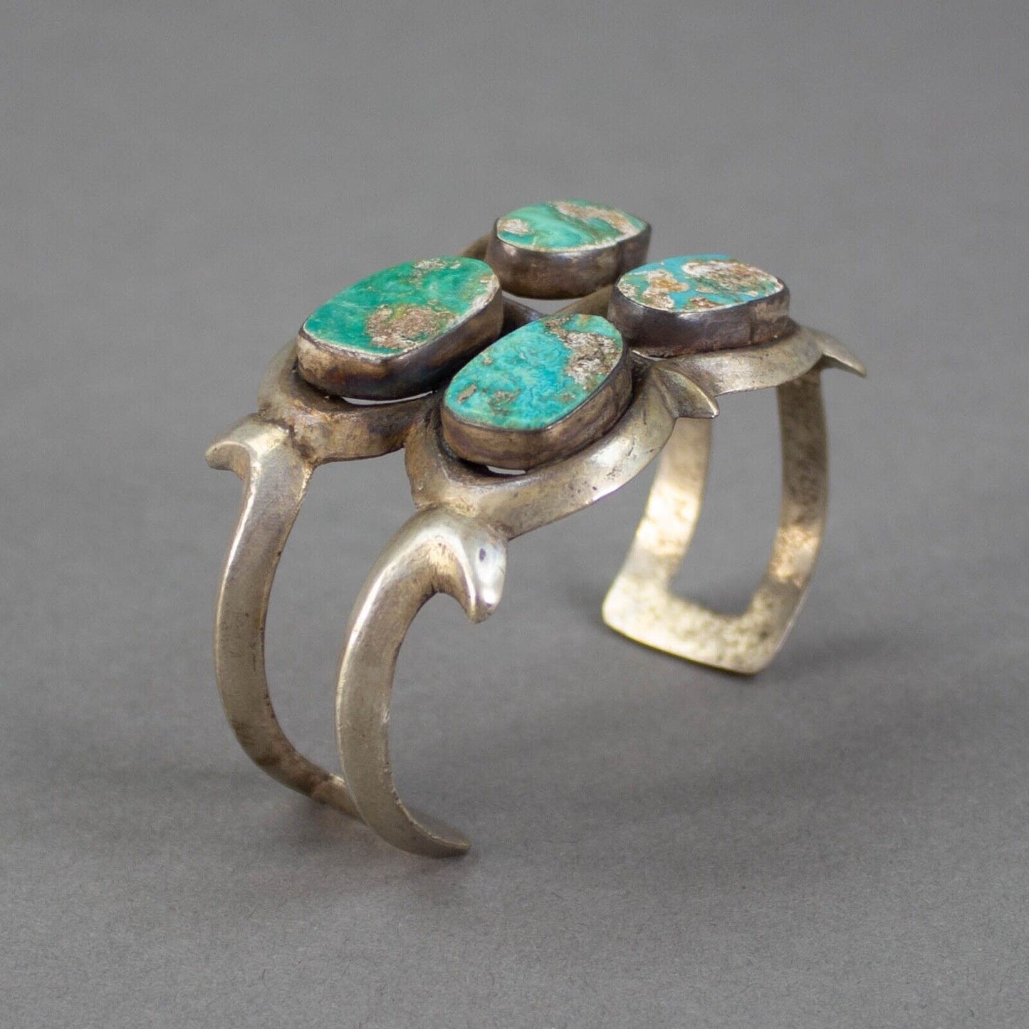 Native American Vintage Handmade Sterling Silver Navajo Turquoise Cuff Bracelet