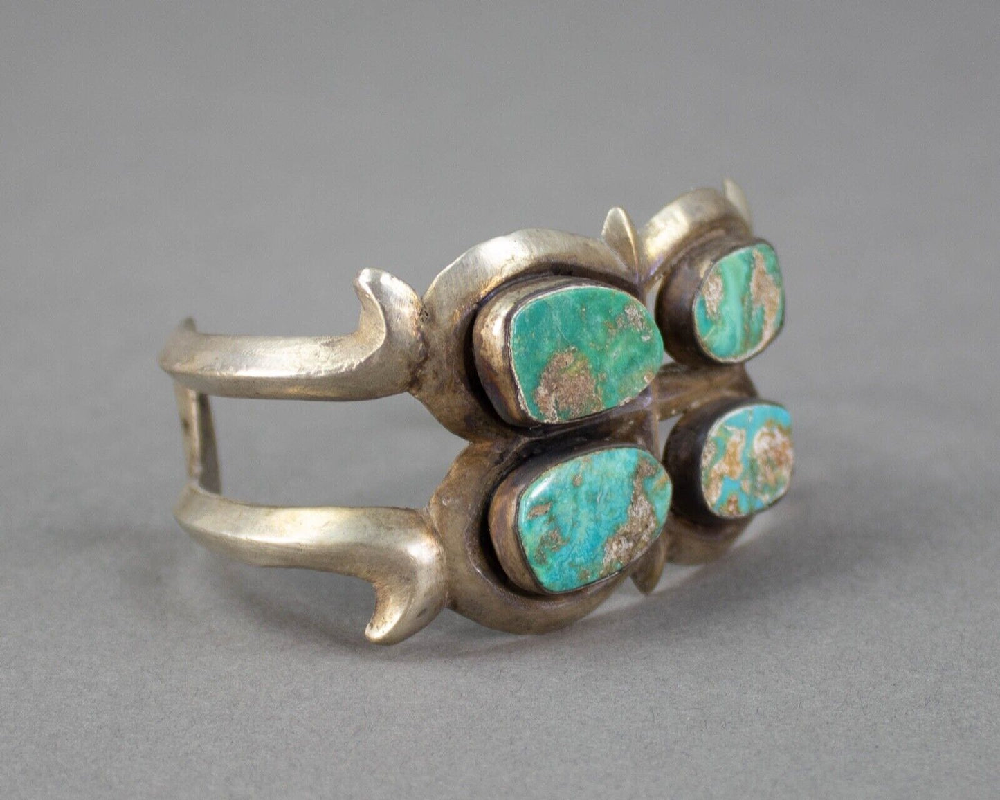 Native American Vintage Handmade Sterling Silver Navajo Turquoise Cuff Bracelet