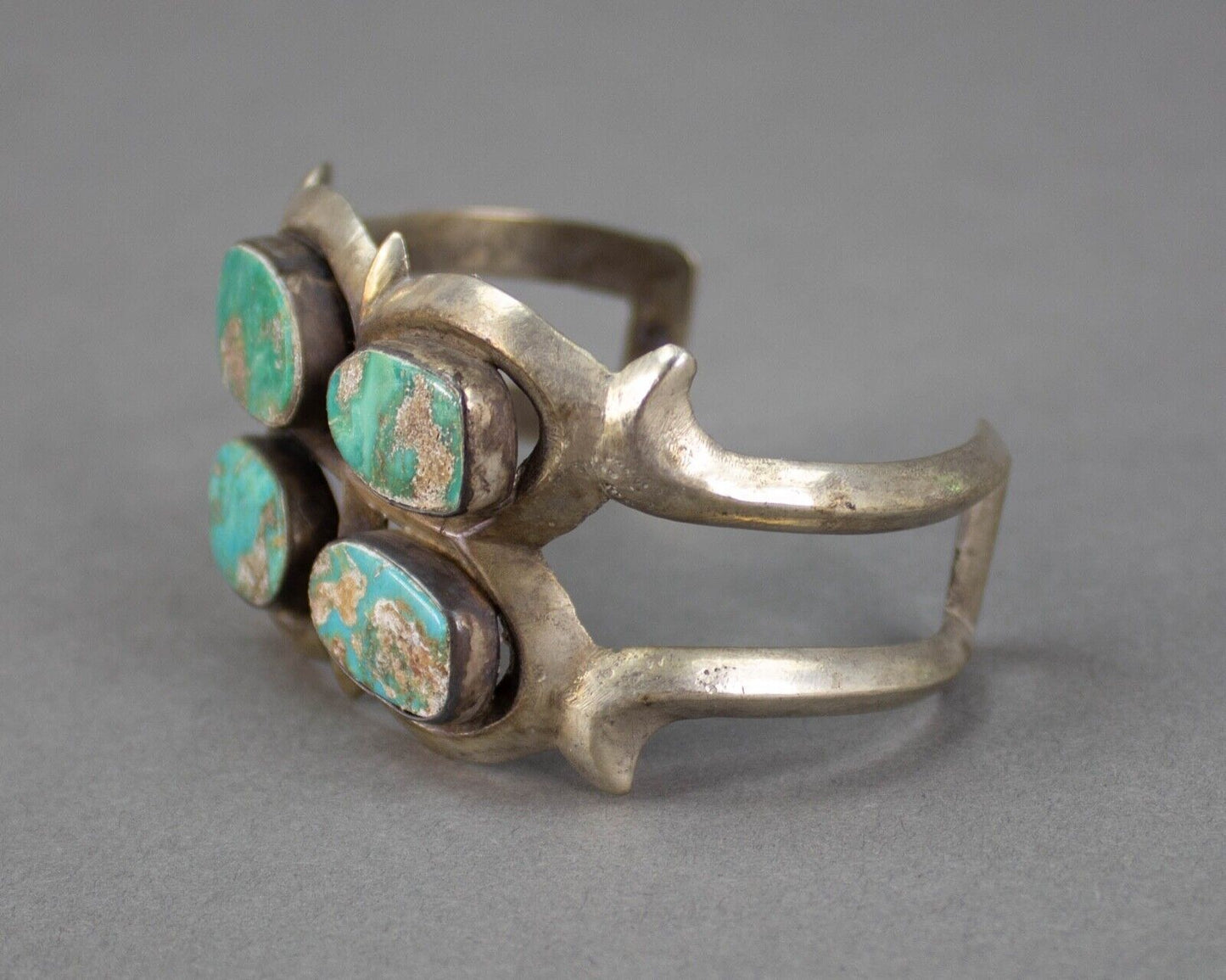 Native American Vintage Handmade Sterling Silver Navajo Turquoise Cuff Bracelet