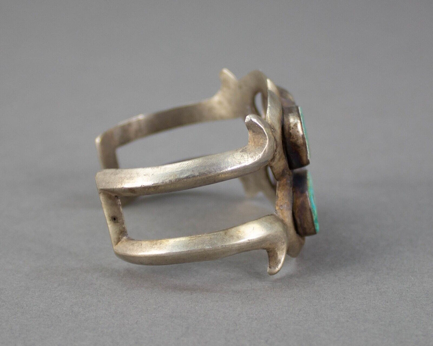 Native American Vintage Handmade Sterling Silver Navajo Turquoise Cuff Bracelet