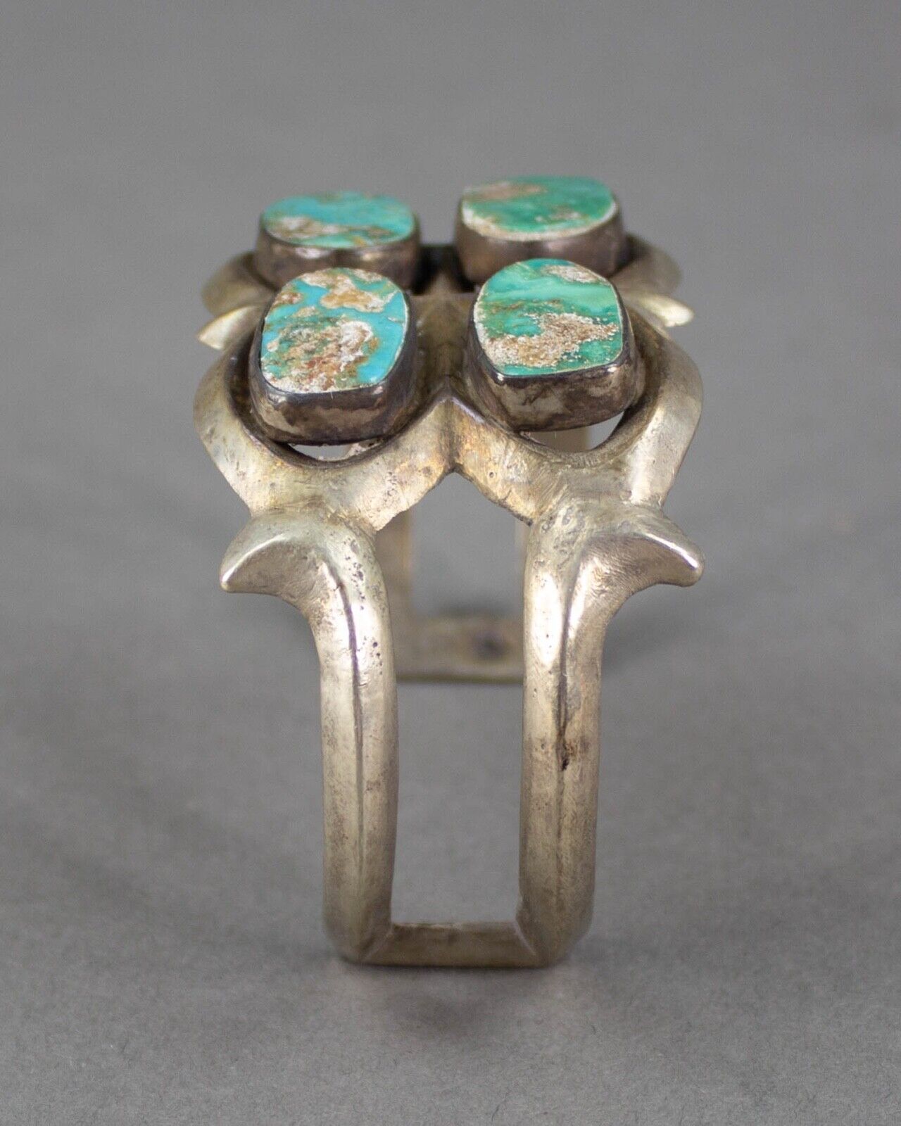 Native American Vintage Handmade Sterling Silver Navajo Turquoise Cuff Bracelet