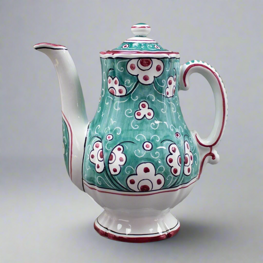 Tiffany & Co Grazia Deruta Italy Pottery Hand Painted Signed A.G. Coffee Tea Pot