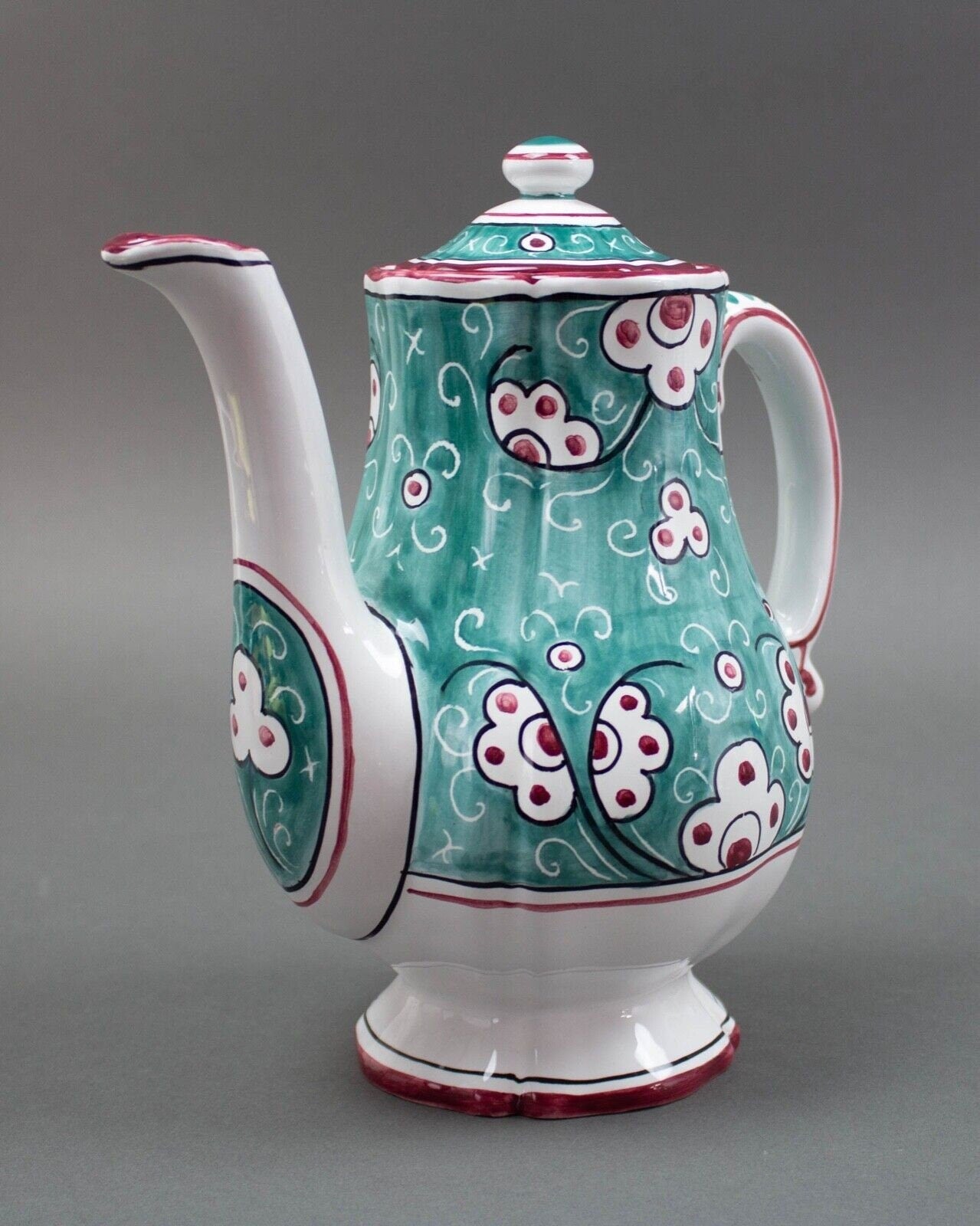Tiffany & Co Grazia Deruta Italy Pottery Hand Painted Signed A.G. Coffee Tea Pot