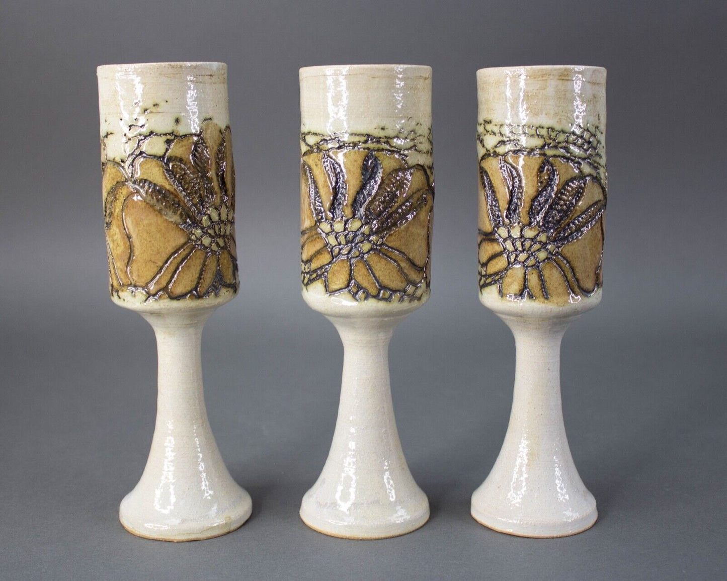 Jana Kozon Kausalik 1985 Glazed Art Pottery Stoneware Wine Serving Set Vintage