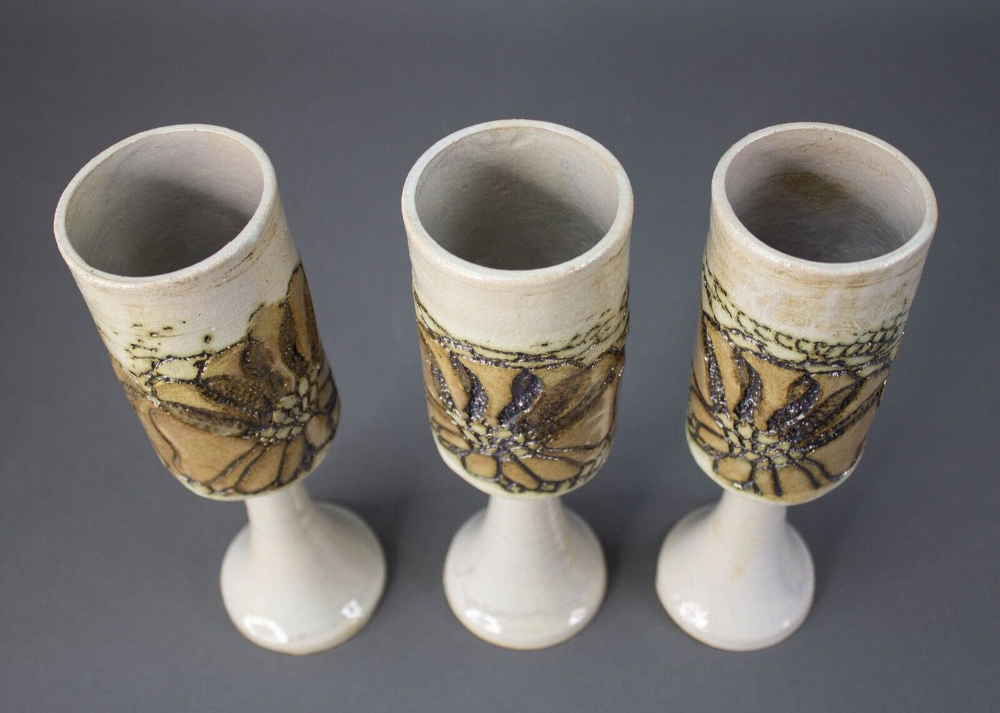 Jana Kozon Kausalik 1985 Glazed Art Pottery Stoneware Wine Serving Set Vintage