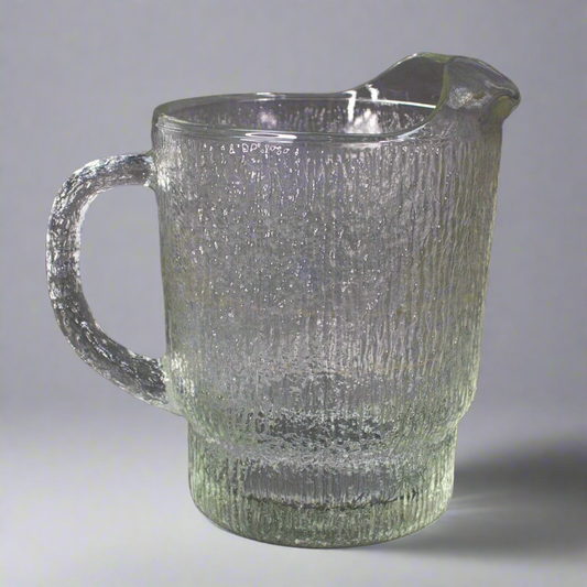 Vintage Indiana Glass Crystal Icicle Ice Frost Tree Bark Textured 64 oz Pitcher