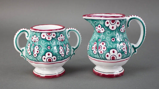 Tiffany & Co Grazia Deruta Italy Pottery Hand Painted A.G. Creamer And Sugar Bowl