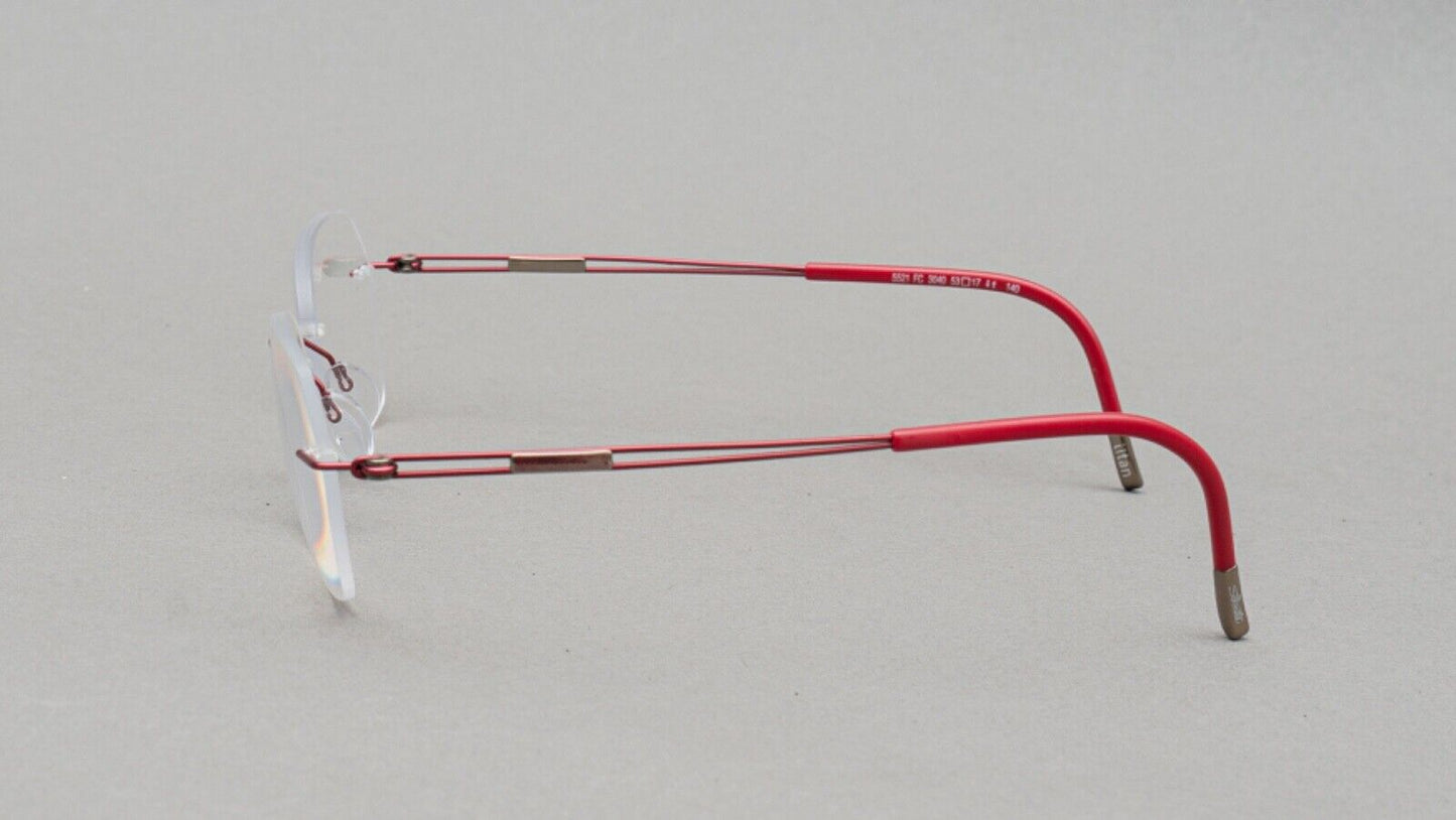 Silhouette 5521 FC 3040 Red Titan Rimless Eyeglasses Frames 53[]17 140 Austria