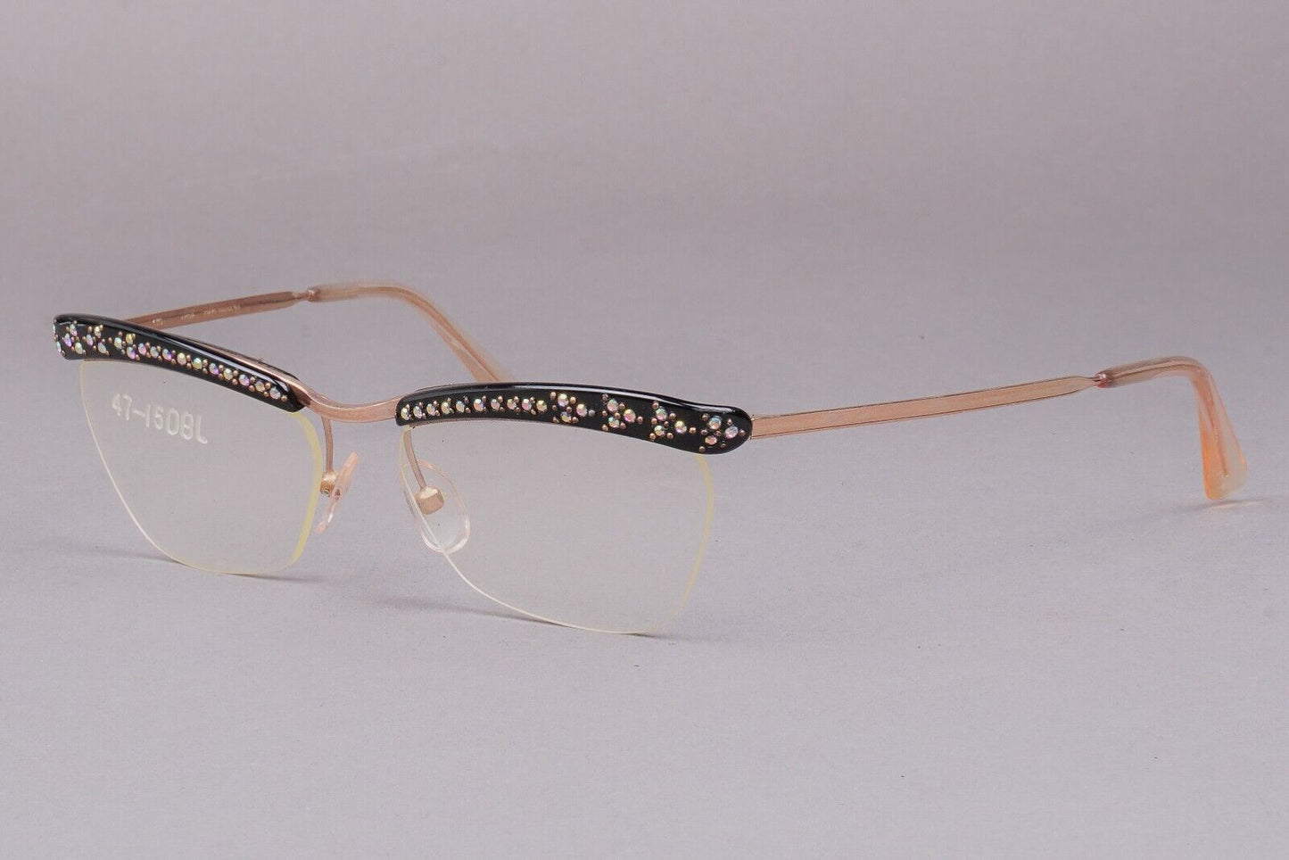 Amor France Vintage Gold Filled GF Jeweled Rhinestone Cat Eye Eyeglasses 130
