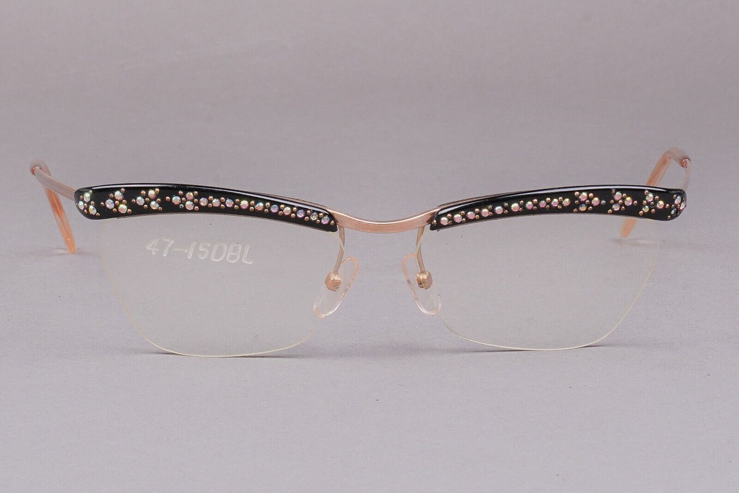 Amor France Vintage Gold Filled GF Jeweled Rhinestone Cat Eye Eyeglasses 130