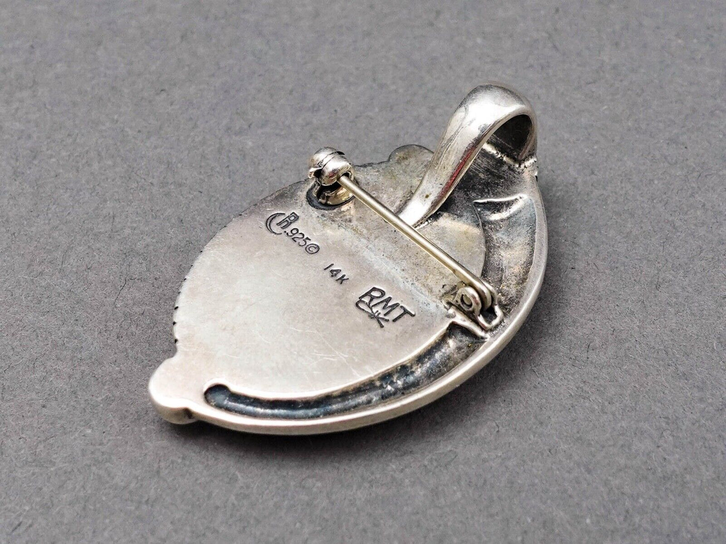 RMT Roderick Tenorio Navajo Sterling 14K Gold Multistone Pendant Brooch Pin