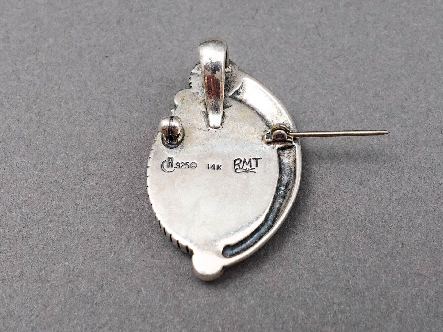 RMT Roderick Tenorio Navajo Sterling 14K Gold Multistone Pendant Brooch Pin