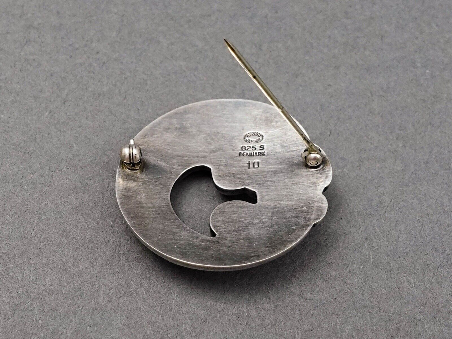 Georg Jensen Denmark Sterling Silver 925 Moonstone Fish Motif  Brooch Pin