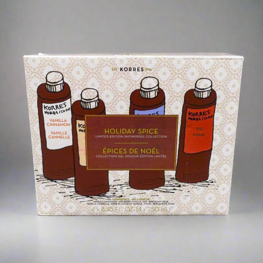 Korres Holiday Spice Limited Edition Shower Gel Collection 8.45 oz Set Of 4