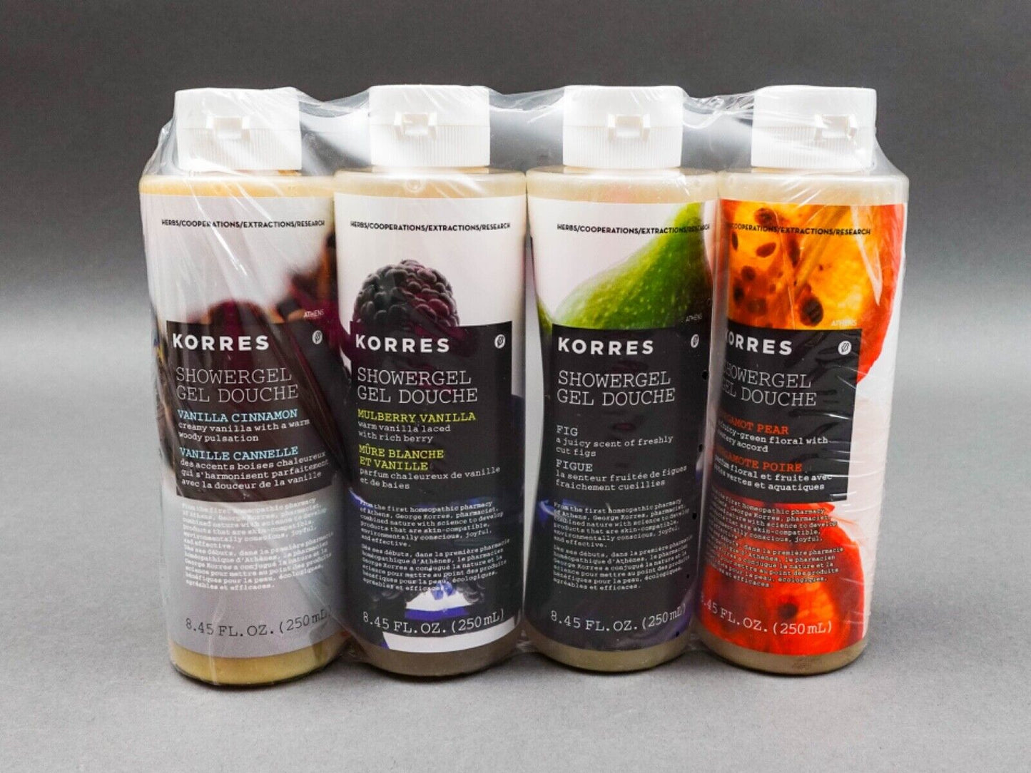 Korres Holiday Spice Limited Edition Shower Gel Collection 8.45 oz Set Of 4
