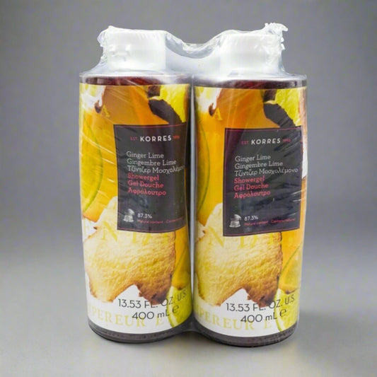 Korres Ginger Lime Shower Gel 13.53 oz / 400 ml Set Of 2 New Sealed