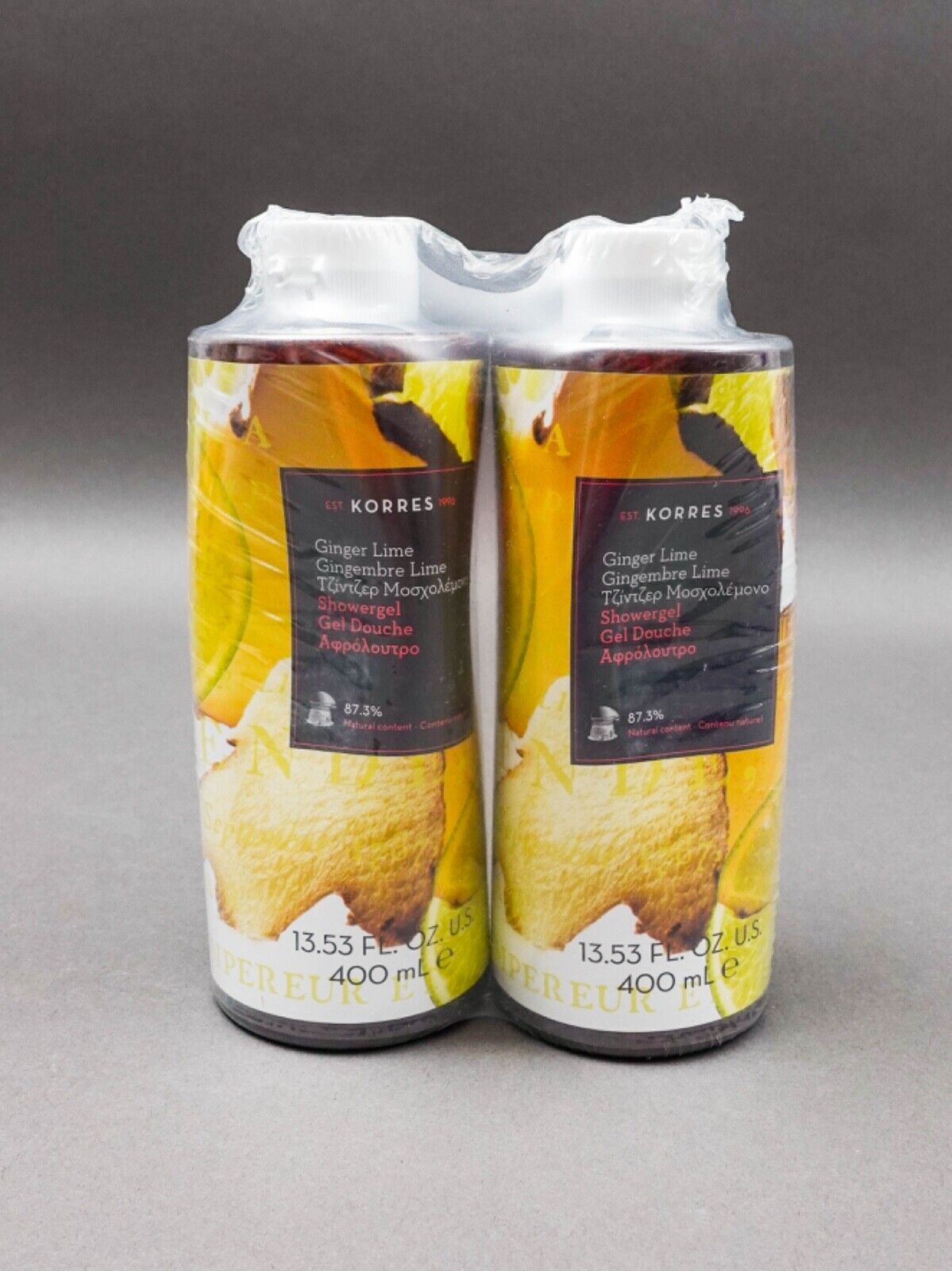 Korres Ginger Lime Shower Gel 13.53 oz / 400 ml Set Of 2 New Sealed