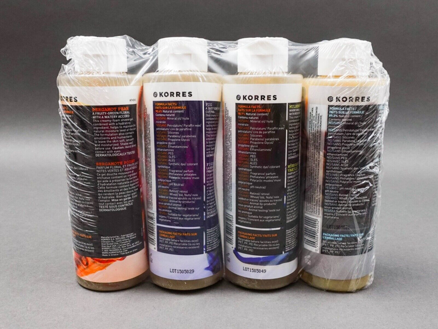 Korres Holiday Spice Limited Edition Shower Gel Collection 8.45 oz Set Of 4