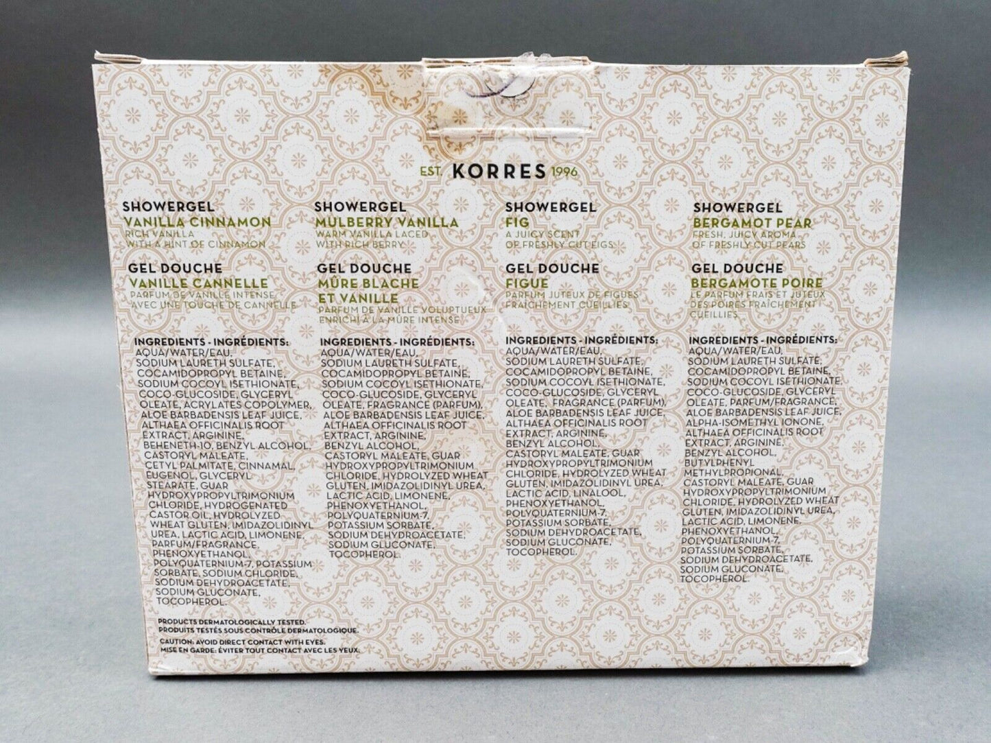 Korres Holiday Spice Limited Edition Shower Gel Collection 8.45 oz Set Of 4