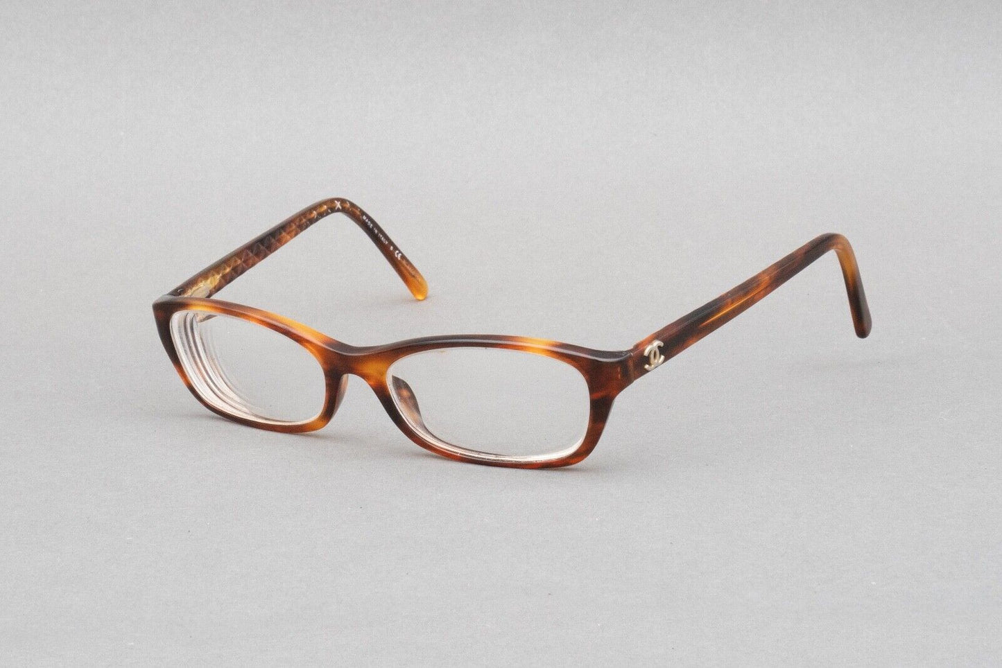 Chanel 3143 C.1077 Brown Havana Striped Eyeglasses Frames 51[]16 135 Italy