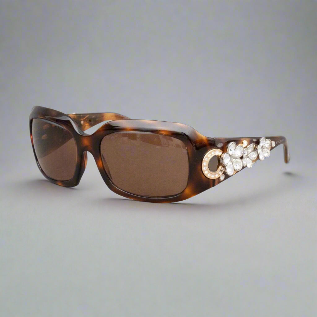 Bvlgaria 856-B 502/73 Swarovski Tortoise Shell Sunglasses 59[]18 115 Frame Only
