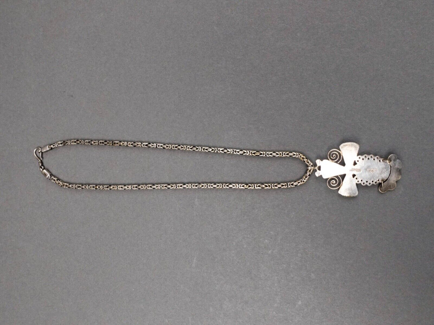 Matilde Poulat Matl Signed Sterling Silver Turquoise Coral Pendant Necklace